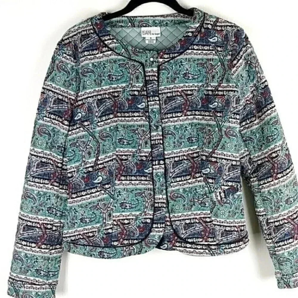 ISANI x Target Quilted Paisley Jacket Mint Sage Green Medium M Vintage Y2K Boho
